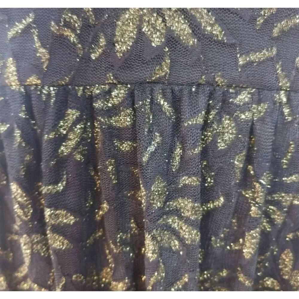 The Vanity Room Vintage Womens PLUS Size 1X Black/Gold Floral Lace Dress - Picture 5 of 7